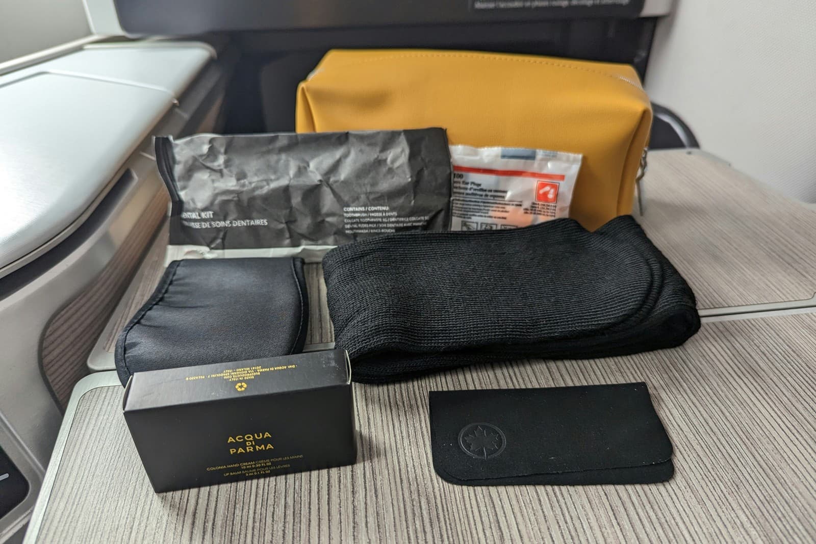 Air Canada business class amenities kit from Acqua di Parma. Photo by Frugal Flyer.