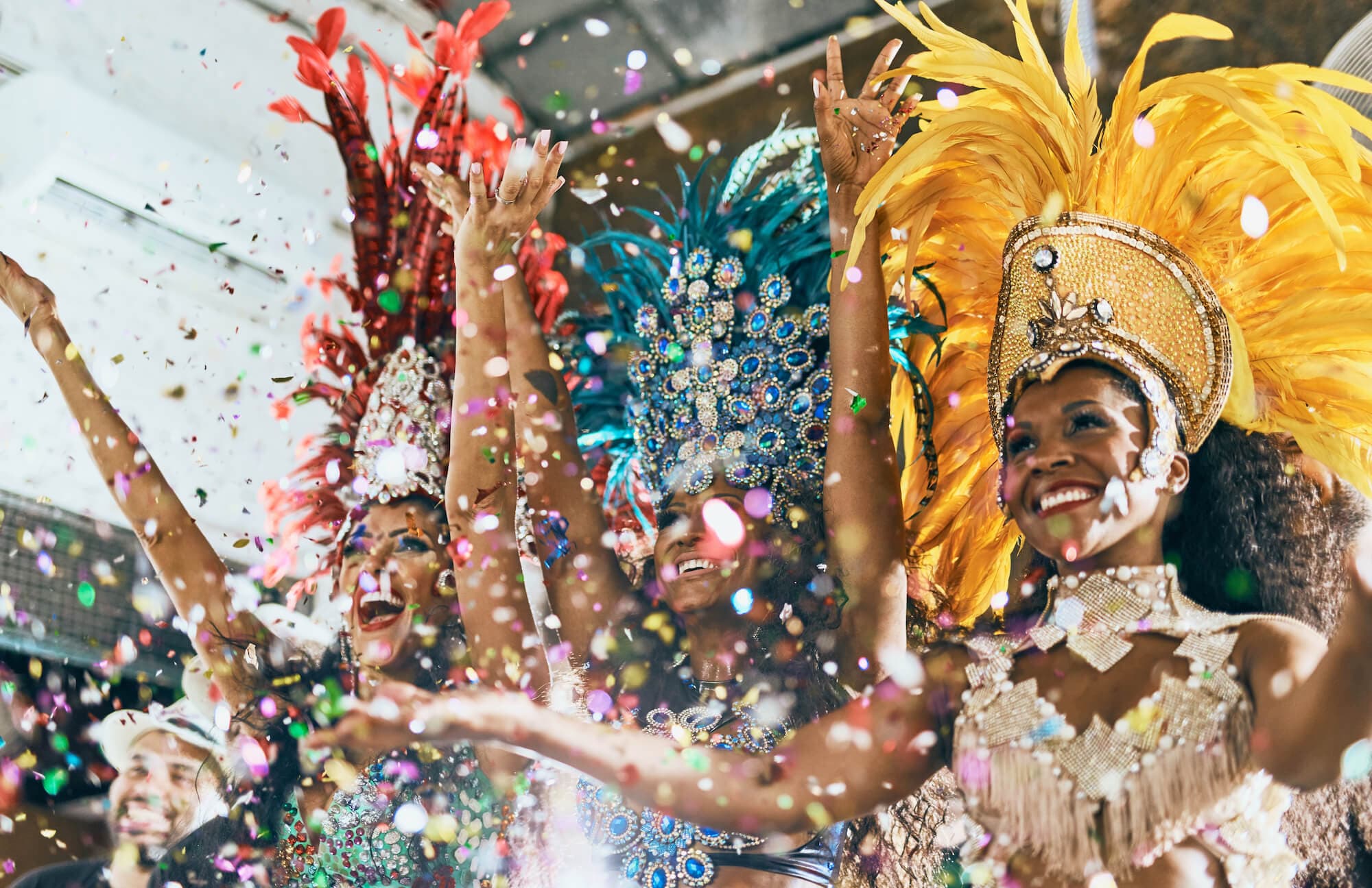 Samba dancers showcase their vibrant and energetic performance at the legendary Rio Carnival