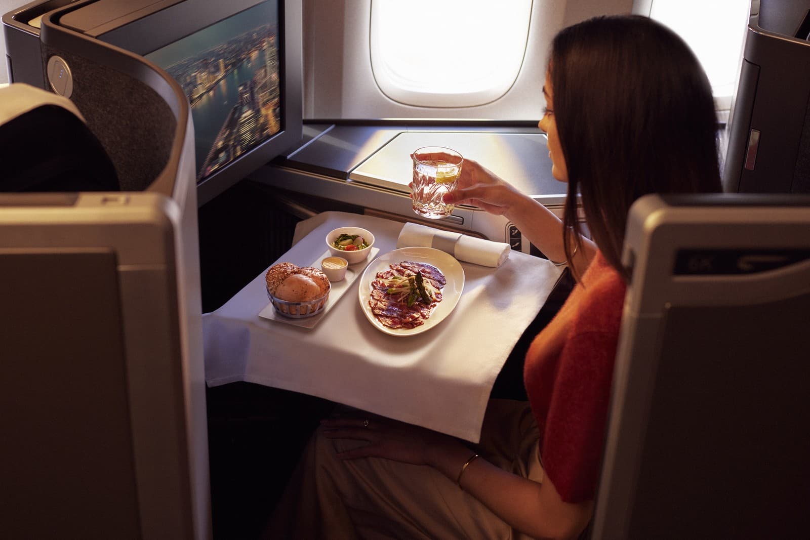 Business Class meal in the British Airways Club World Suite. Photo by British Airways.