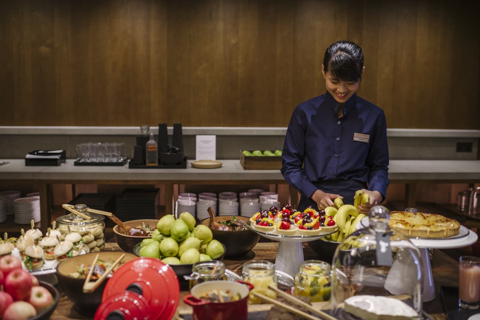 Dining area at Cathay Pacific’s The Pier First Class Lounge, Hong Kong International Airport