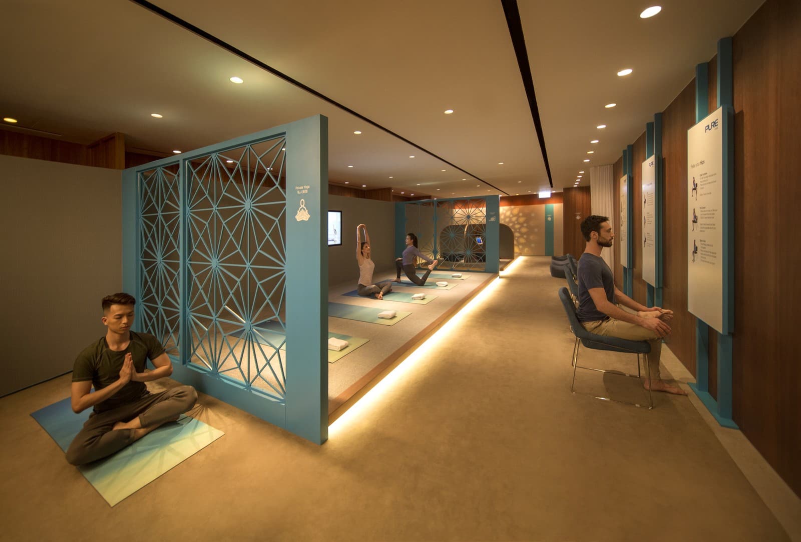 The Sanctuary wellness space at Cathay Pacific’s The Pier Business Class Lounge, Hong Kong International Airport