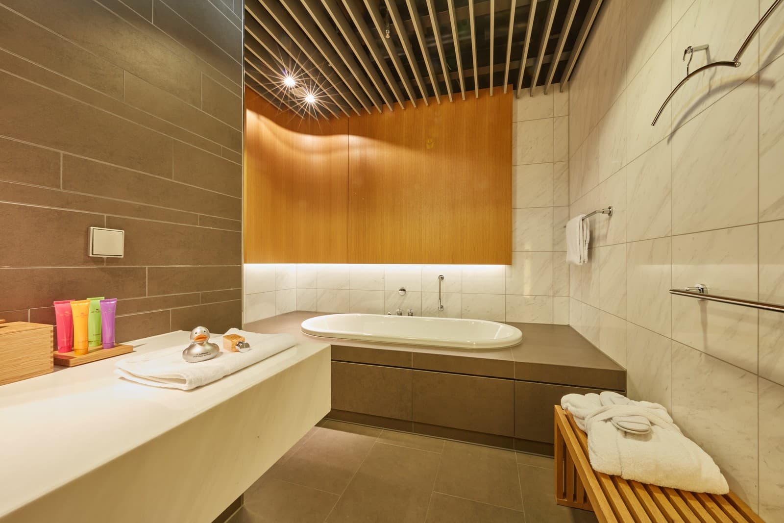 Private shower room in the Lufthansa First Class Lounge at Frankfurt Airport
