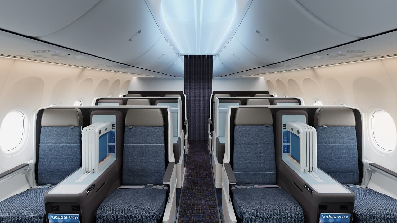 FlyDubai business class - throne seats - lie flat