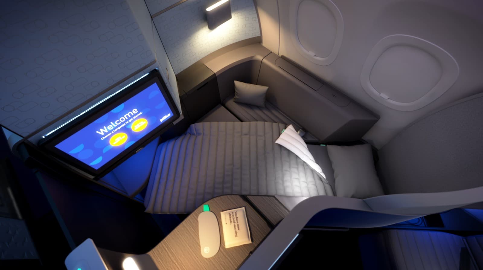 JetBlue Mint Studio lie-flat business class seats. Photo by JetBlue.