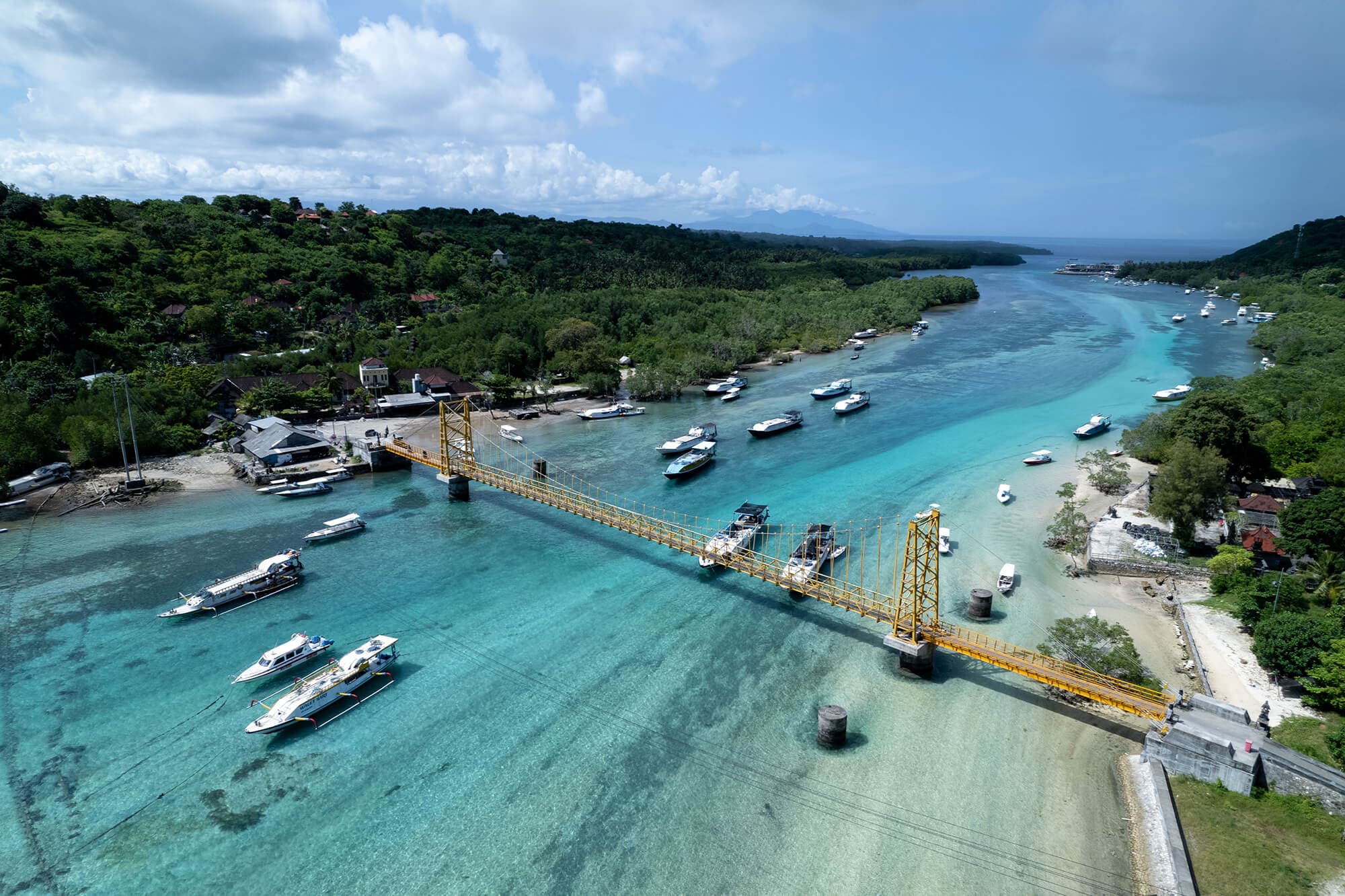 Yellow bridge at Nusa Lembongan island in Bali