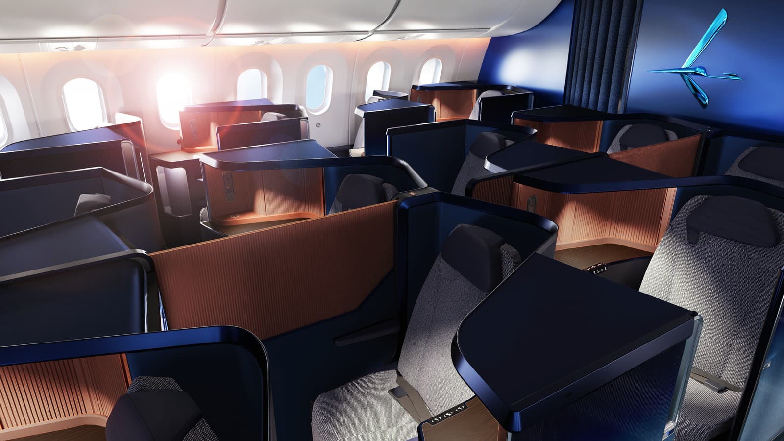 Modern and private business class suites onboard LOT's Boeing 787 Dreamliner. Photo by LOT Polish Airlines.