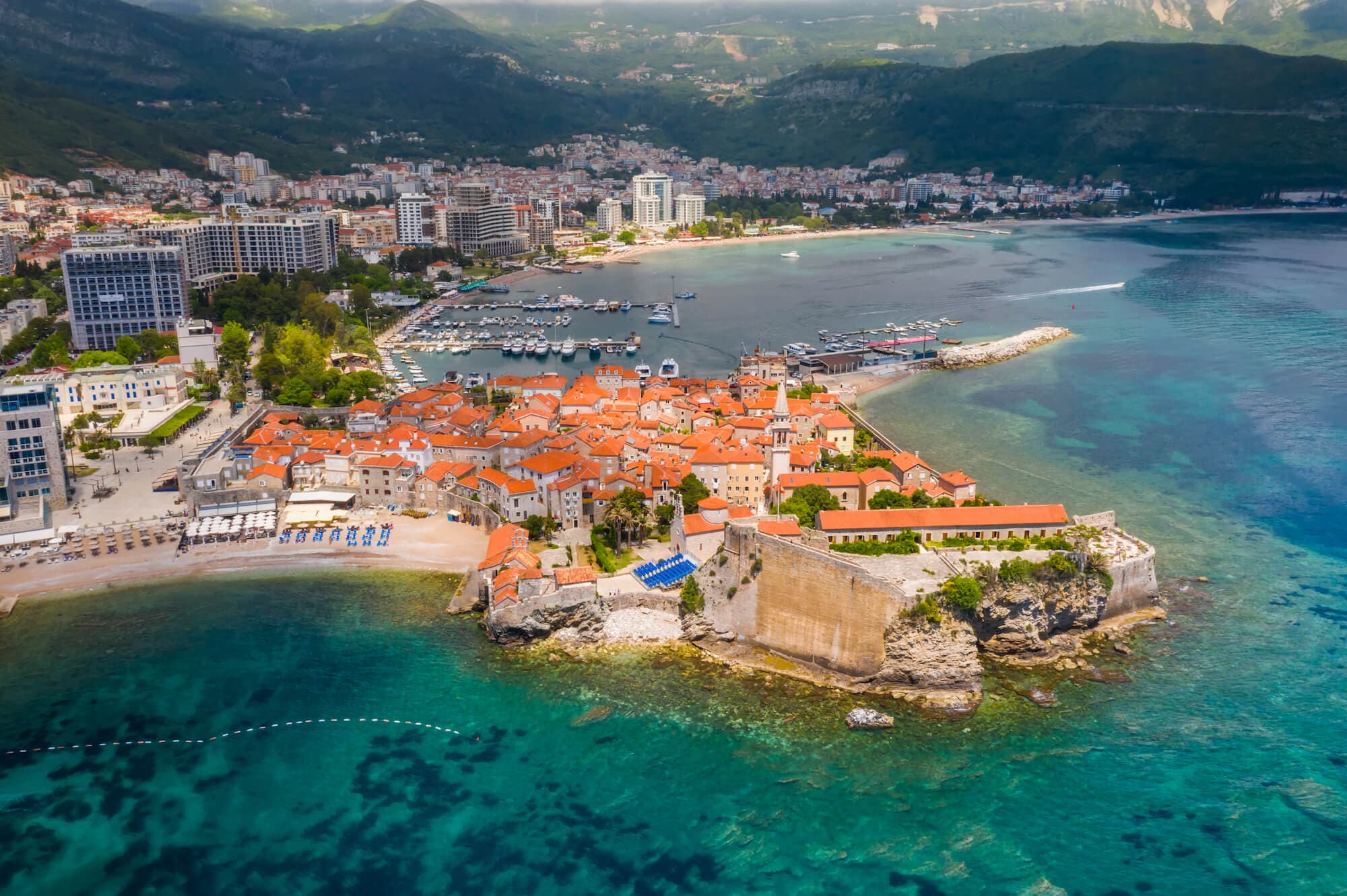 A view of Old Budva town, a historic gem boasting over 2,000 years of architectural and urban character.