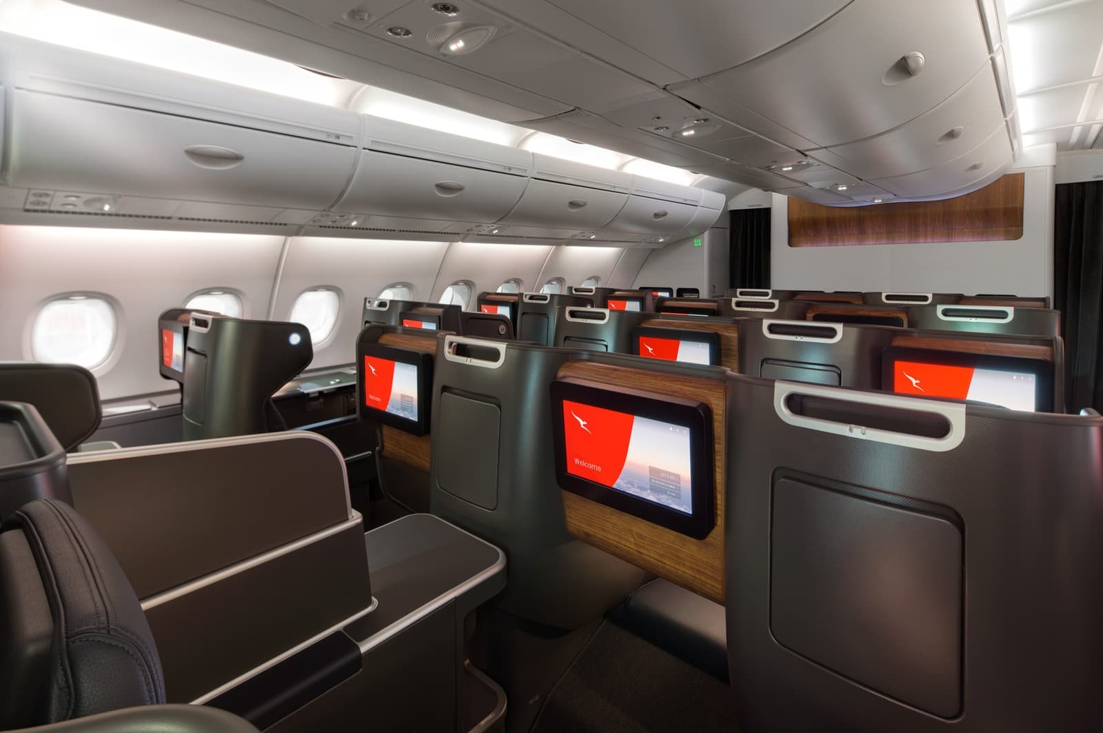 Qantas Airlines Business Class on Airbus A380. Photo by Qantas Airlines.