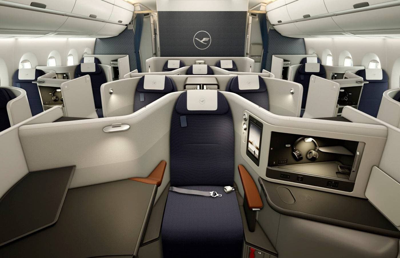 Throne seats in new Lufthansa Allegris business class cabin. Photo by Lufthansa.