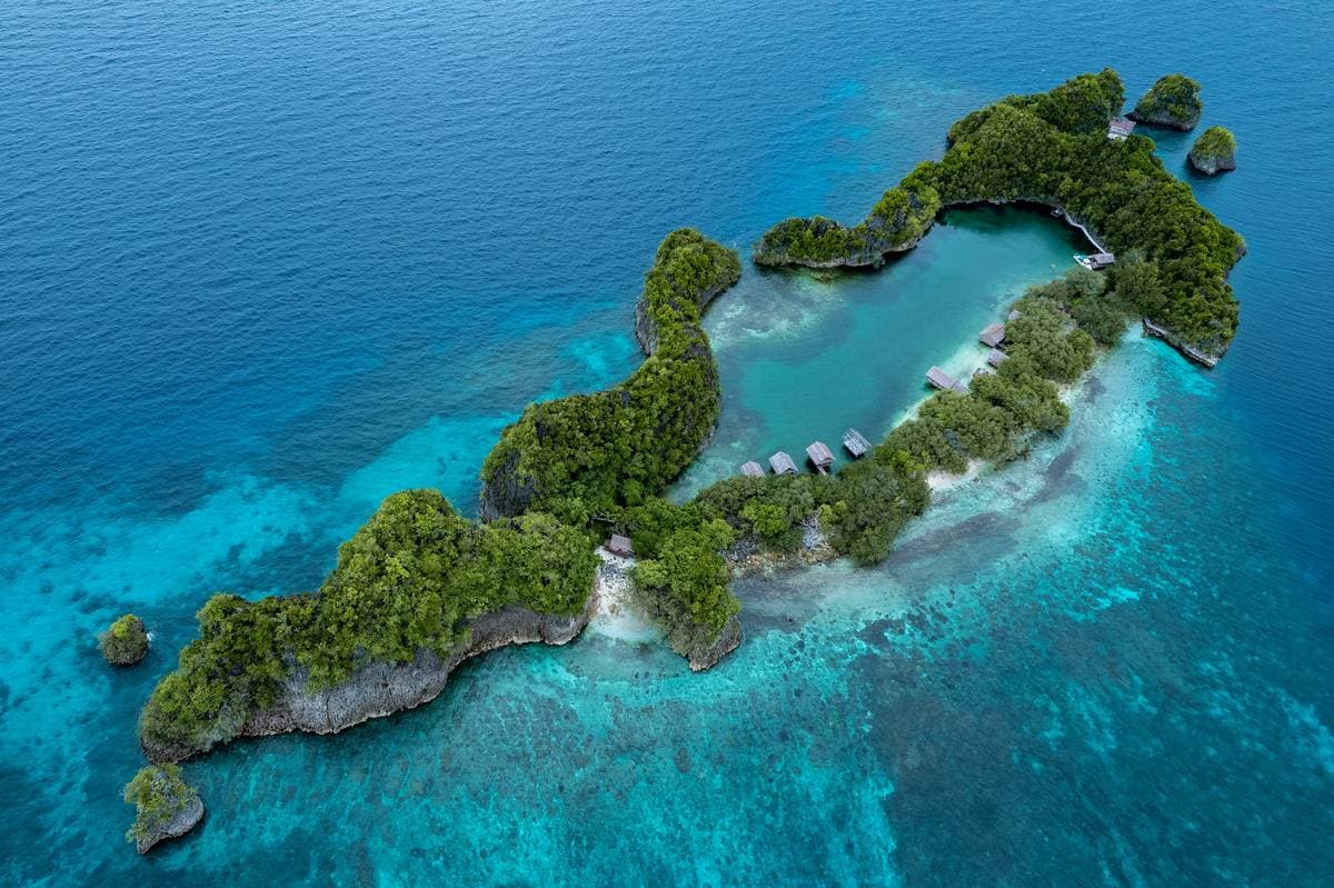 An aerial view of Rufus Island, Raja Ampat