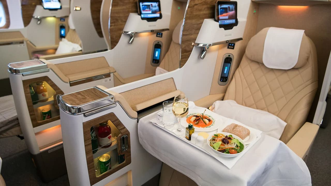 Emirates A380 business class — the Middle East carriers offer exceptional products with pricing that rewards strategic timing