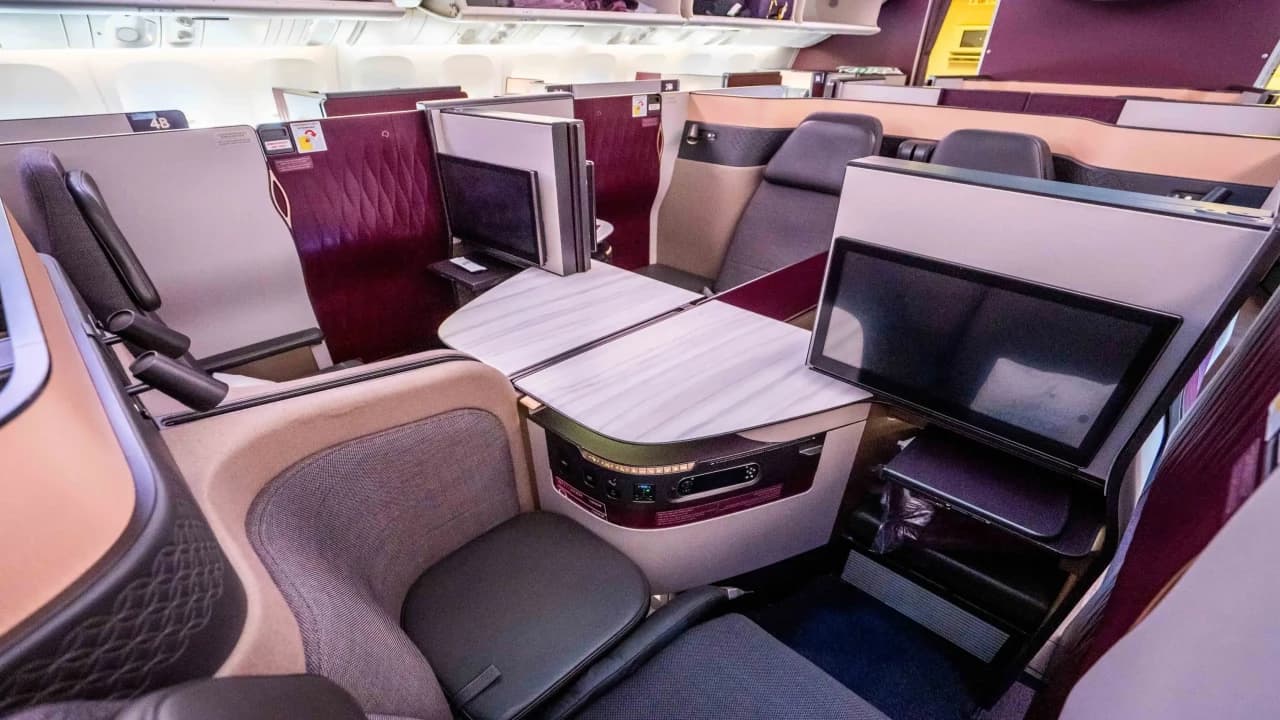 The QSuite's sliding doors turn a business class seat into a genuine private room at 40,000 feet
