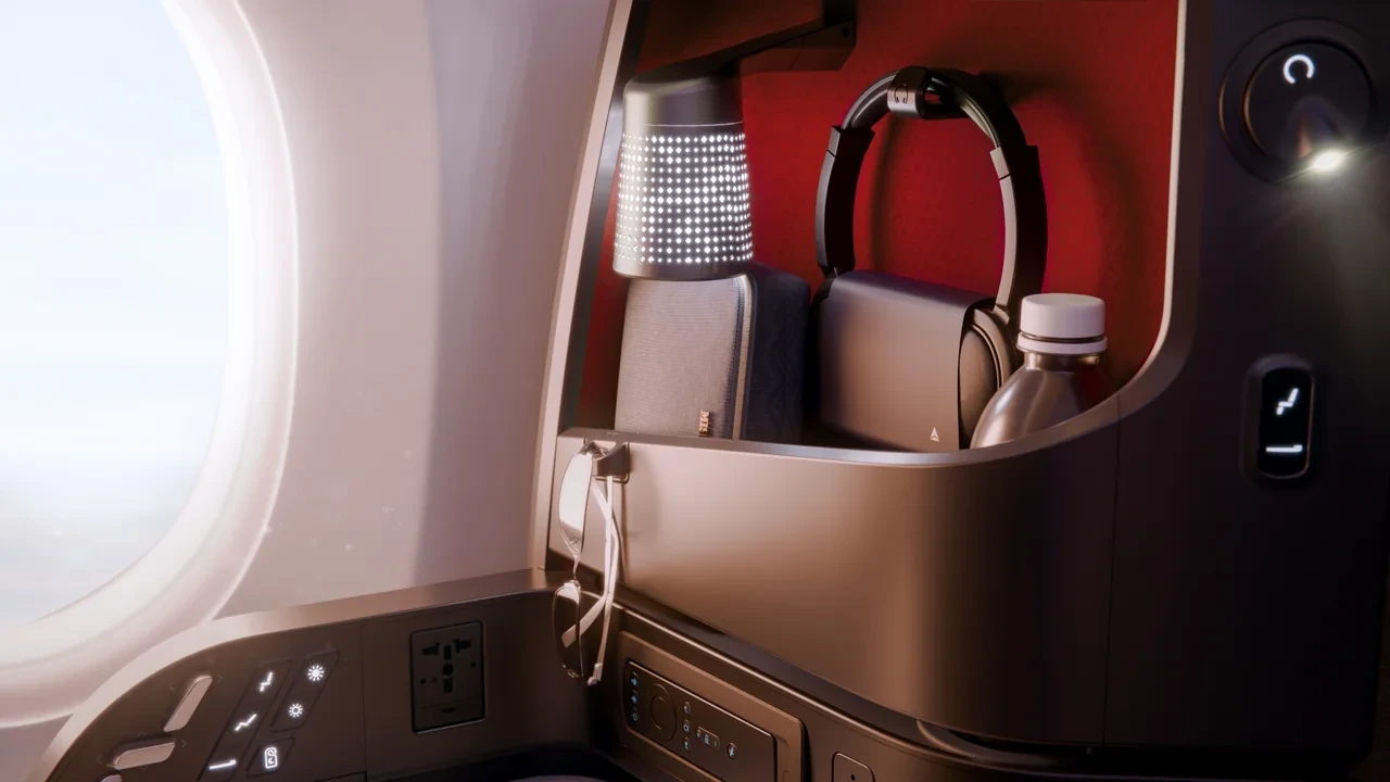 Delta One Missoni luxury amenity kit and noise-canceling headphones