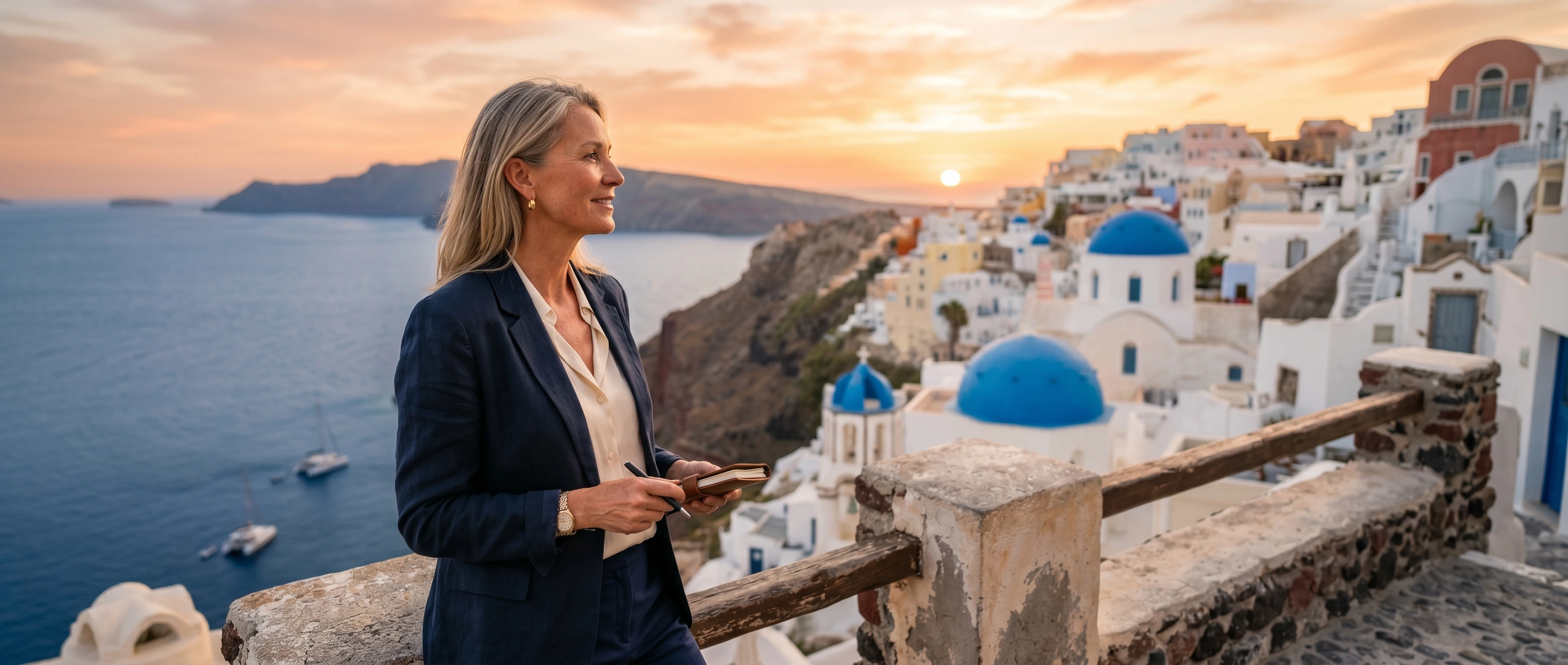Business class to Santorini