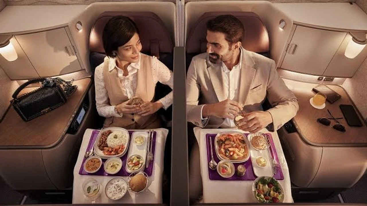 Air India business class dining