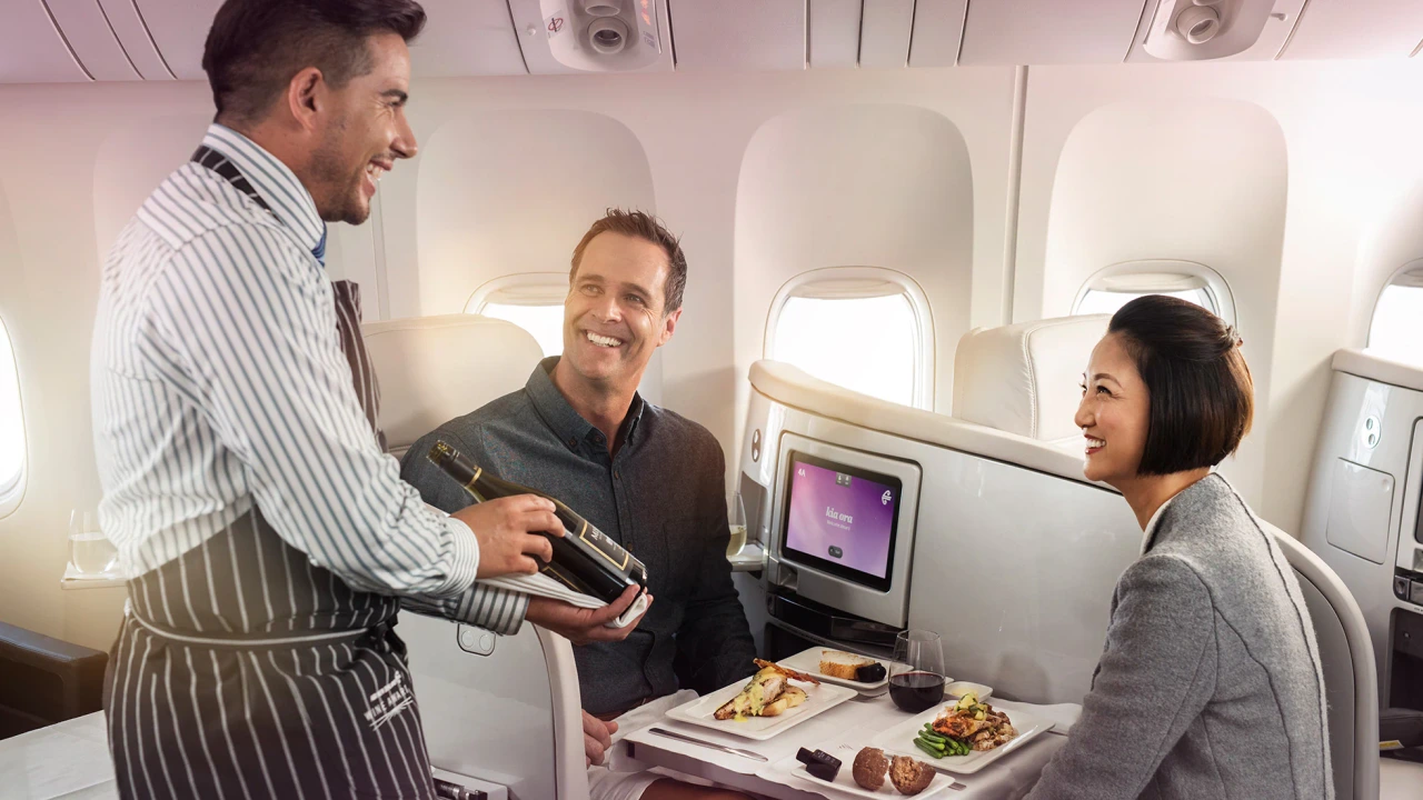 Air New Zealand business class dining