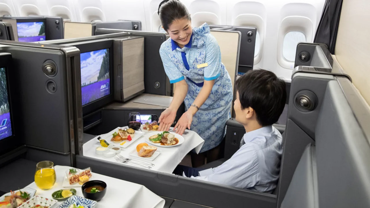ANA (All Nippon Airways) business class dining