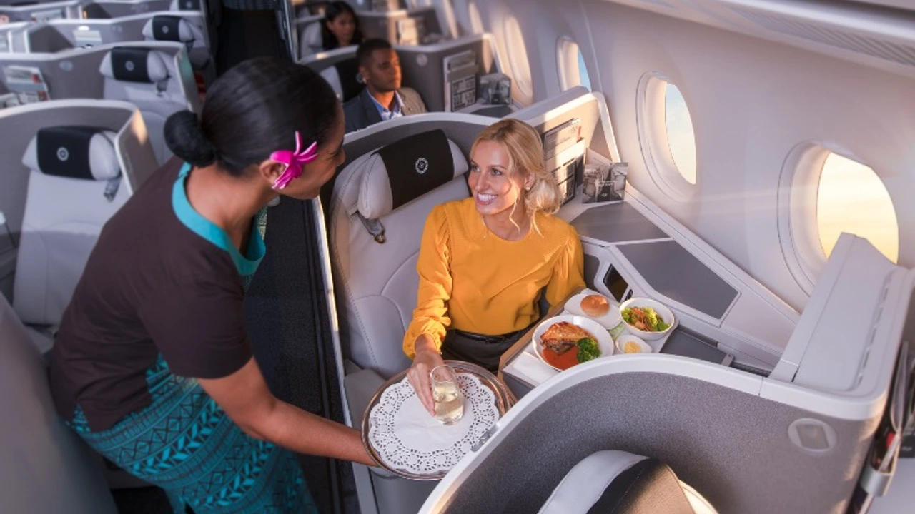Fiji Airways business class dining