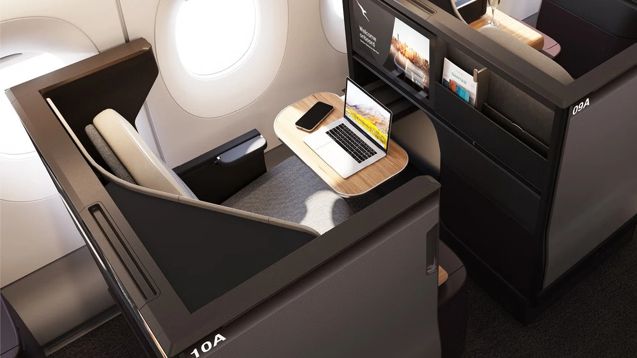 Qantas vs Emirates business class cabin detail