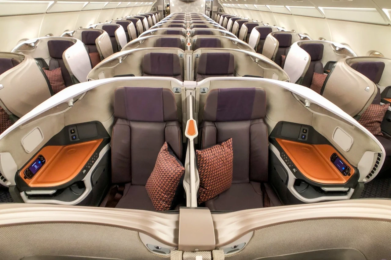 Singapore Airlines business class cabin - premium experience