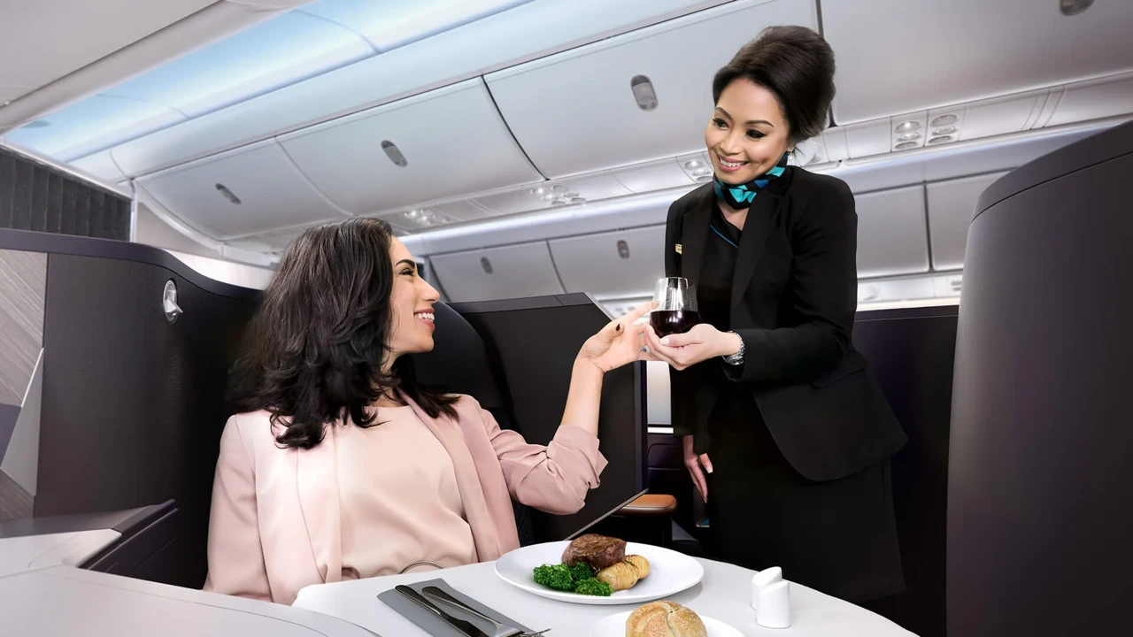 WestJet business class dining