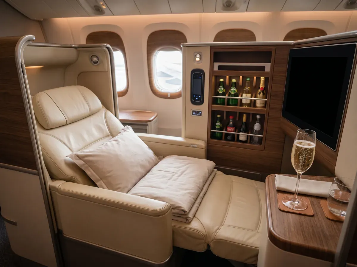 Emirates business class cabin