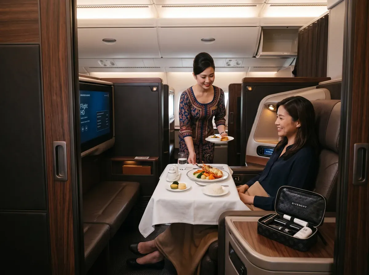 Singapore Airlines business class cabin