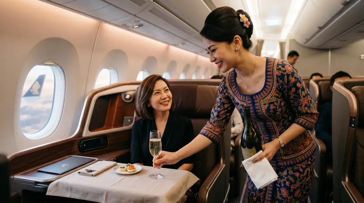 Singapore Airlines business class cabin - premium experience