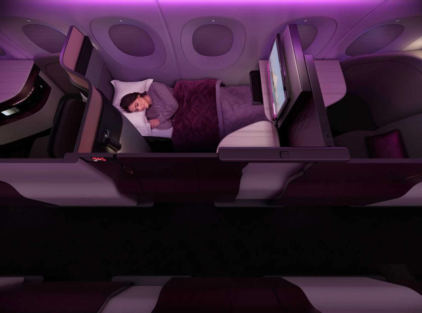 Qsuite's sliding door turns a business class seat into an actual room.