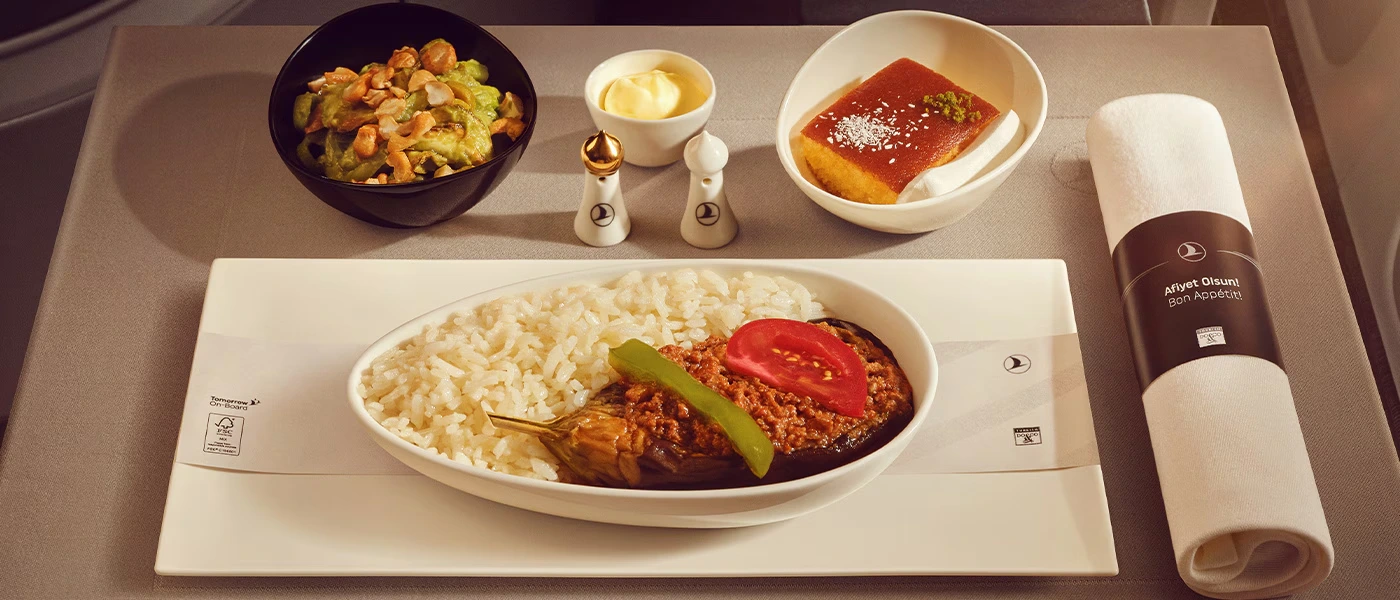 Turkish Airlines' DO&CO catering serves restaurant-quality meals at 35,000 feet.