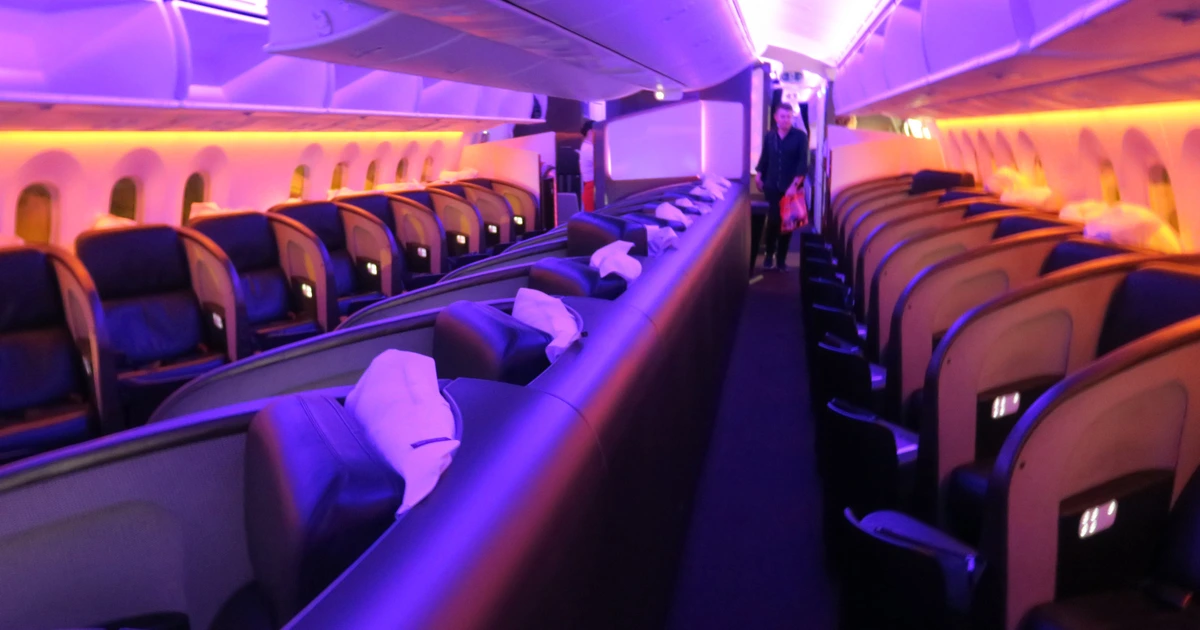 Virgin Atlantic's previous-generation Upper Class herringbone seat — innovative for its era, now succeeded by the enclosed Upper Class Suite.