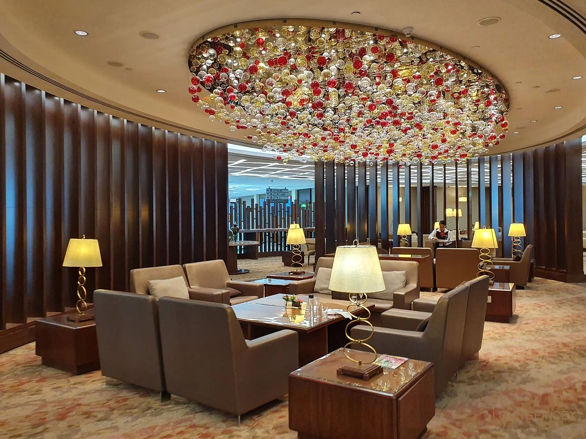 The Emirates business lounge in Dubai is included in your fare — don't skip the pre-flight experience.