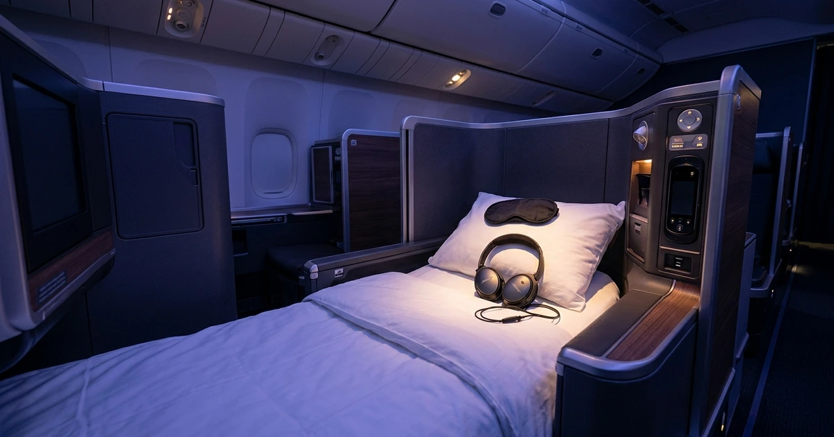 Cabin mood lighting in sleep mode helps your circadian rhythm adjust to the destination timezone.