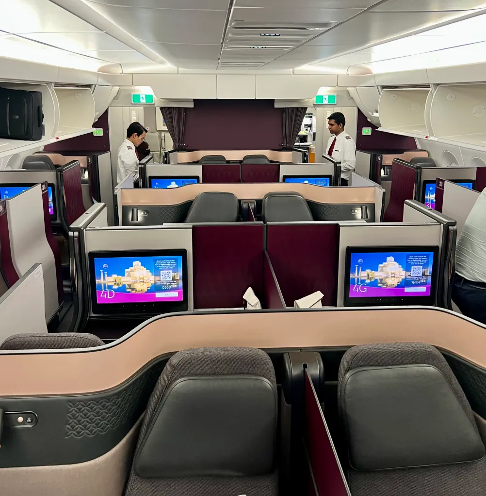 Qatar Airways' Qsuite sets the standard for business class value with its sliding doors.