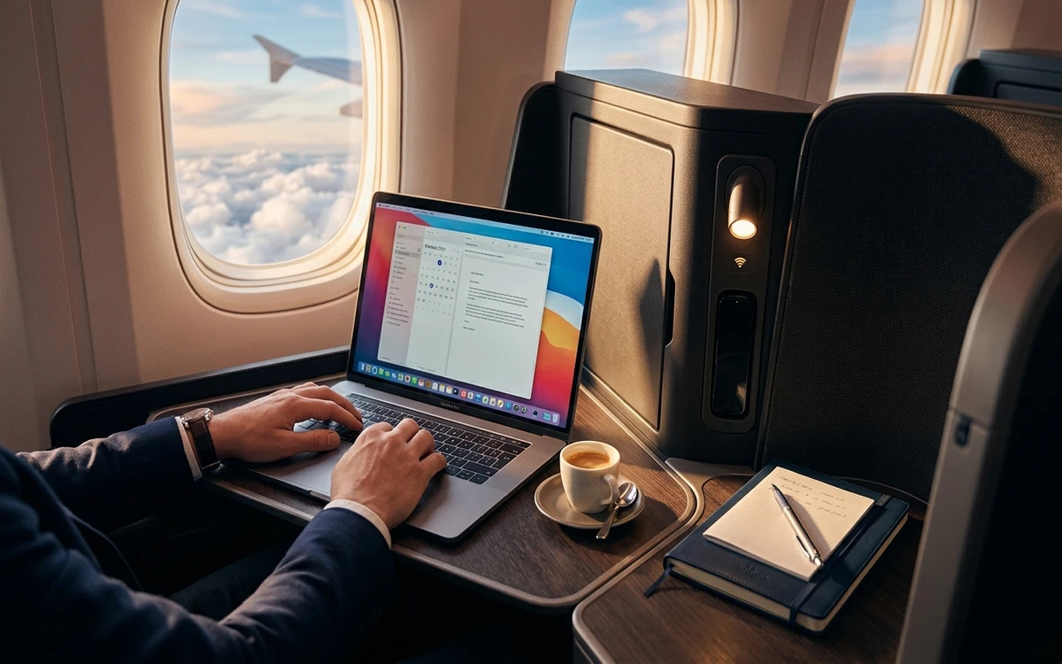 How to Stay Productive in Business Class: Wi-Fi, Power & Workspace